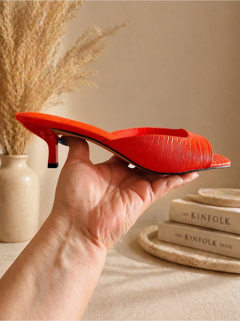 Katy Perry Collections Orange Open-Toe Kitten Heel Mule